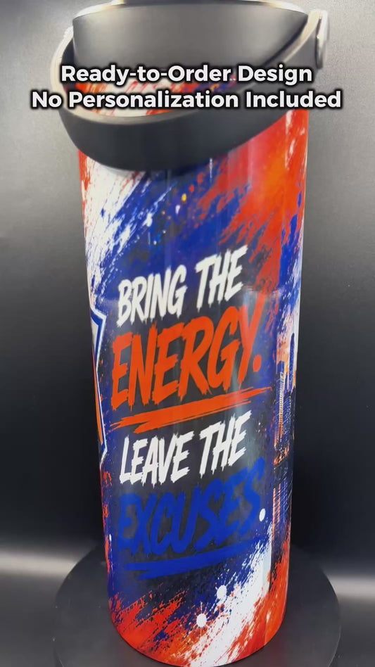 New York Knicks Inspired 20 oz Insulated Stainless Steel Tumbler with Dual Lids & Handle