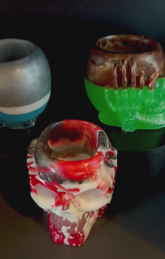 Skull Shot Glass Holder Handmade Resin  | Custom Colors Available | Glow Upgrade Option