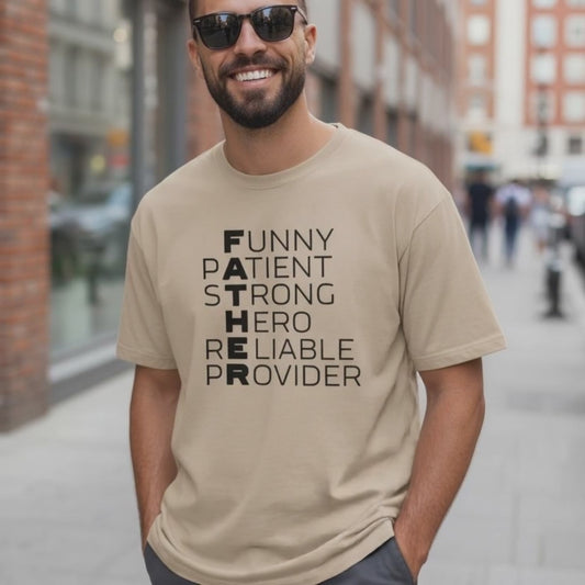 Funny Patient Strong Hero Reliable Provider Father Shirt | Dad Appreciation Short Crewneck | Father’s Day Gift for Dad